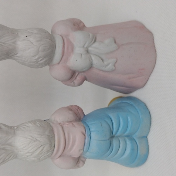 Vintage 1995‎ Hermitage Pottery Easter Lane Collection Boy & Girl Bunny Bells - Picture 7 of 9